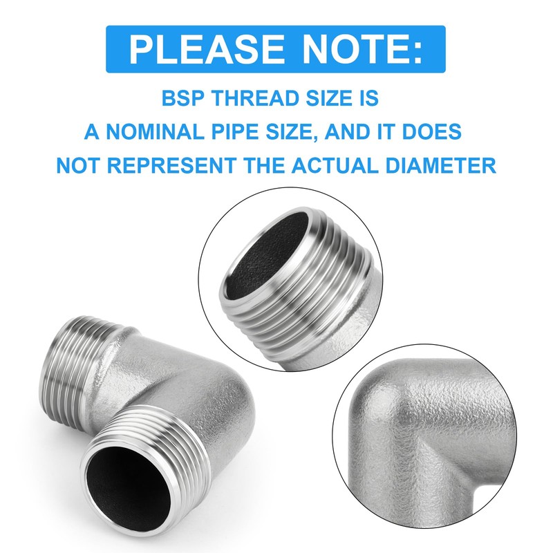 ERGAOBOY Pack of 5 304 Stainless Steel 90 Degree Male
