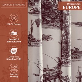 Maison d'Hermine Curtains for Living Room 100% Cotton 84 inch Length One Panel Window Toile Curtains for Bedroom with Loop & Rod Pockets - Calais Charcoal, 50" W x 84" L