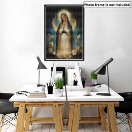 Yomiie 5D Blessed Virgin Mary Diamond Painting Kits for Adults, Paint with Diamonds Art God DIY Full Round Drill Kits, Embroidery Rhinestone Diamond Crystal Craft Canvas Home Wall Decor 30x40 cm