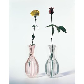 D-BROS公式 FLOWER VASE フラワーベース／ビニール製の花瓶／レギュラーサイズ 他 (ストライプ（レッド＆ブラック）, レギュラーサイズ)