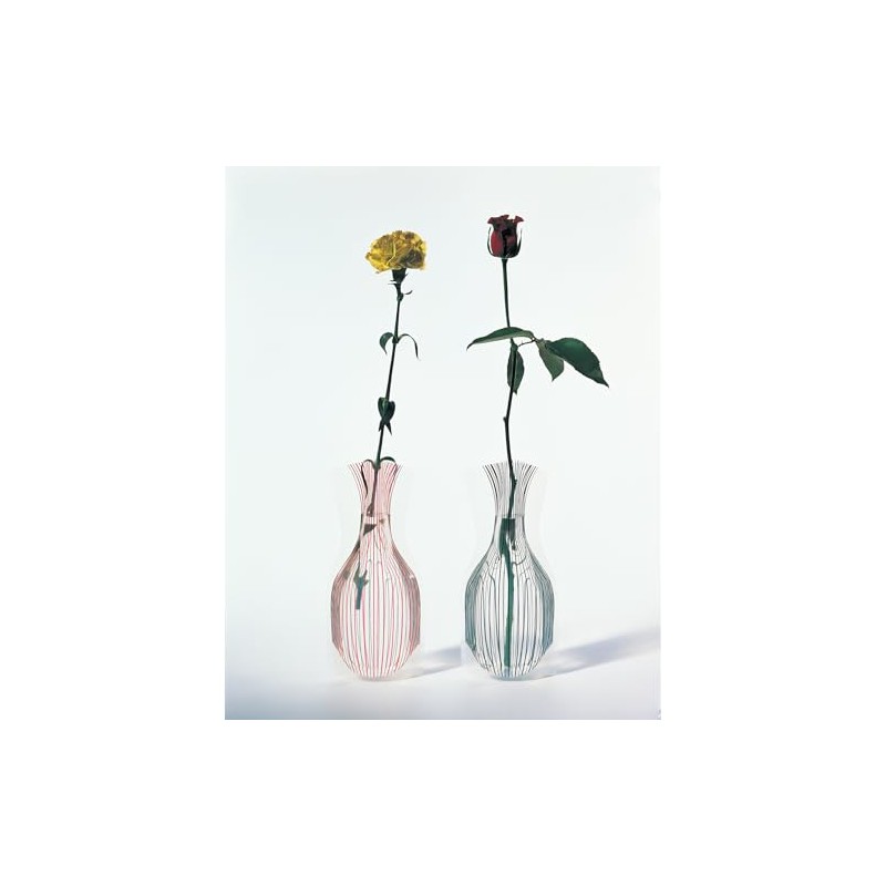 D-BROS公式 FLOWER VASE フラワーベース／ビニール製の花瓶／レギュラーサイズ 他 (ストライプ（レッド＆ブラック）, レギュラーサイズ)
