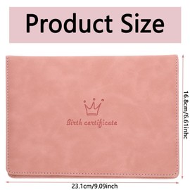 Birth Certificate Protective Cover, Baby Birth Certificate Protective Cover, Universal Protective Cover, Protective Cover For Baby Birth Certificate Documents (Pink)