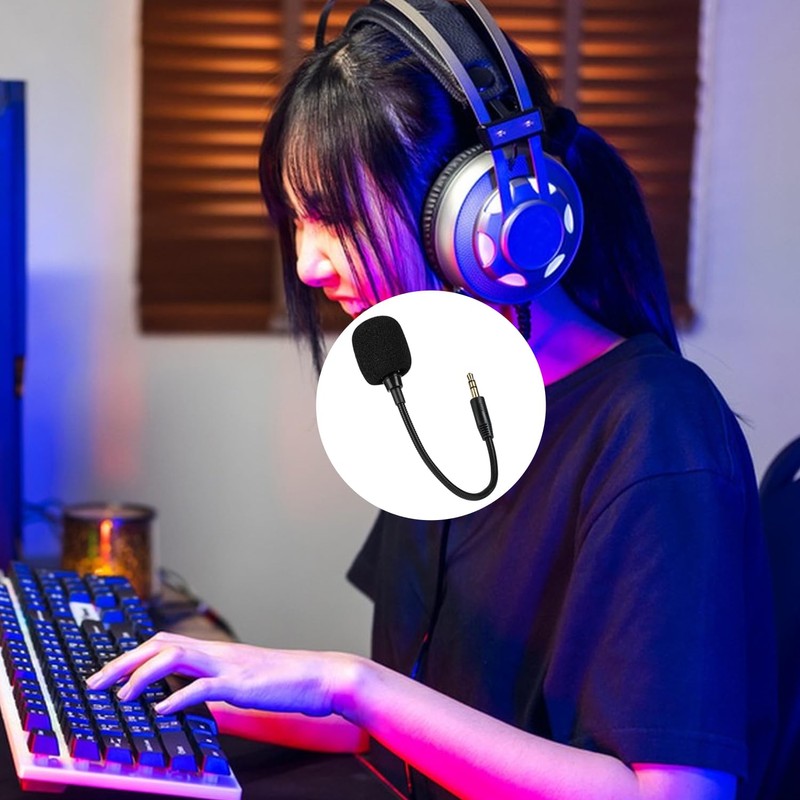 Replacement Microphone 3.5mm Detachable Boom Mic for Headset, Perfect for