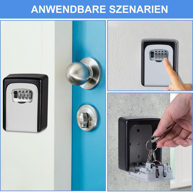 ZHEGE Key Safe with Number Code, 4-Digit Key Box with