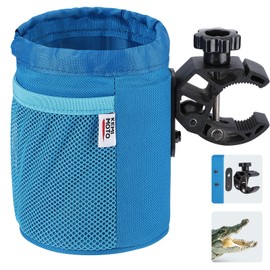 KEMIMOTO Motorcycle Cup Holder, Oxford Fabric Motorcycle Drink Holder with 0.6"-1.5" Alligator Clamp, Universal Water Bottle Cup Accessories for Bike, ATV/UTV, Scooter, Boat, Walker, Blue