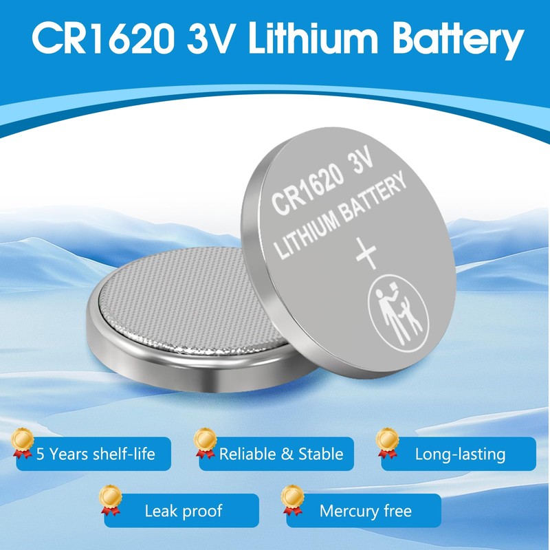 volkate CR1620 3V Lithium Battery, 10 Count Pack CR 1620