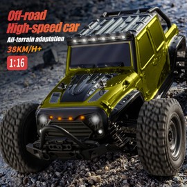 GoolRC 16103 RC Trucks 4x4 Offroad Waterproof 1:16 Off Road RC Car 4WD High Speed RC Trucks 2.4Ghz All Terrains RC Rock Crawler with LED Light and 2 Batteries Electric Toys Vehicle for Kids Adults