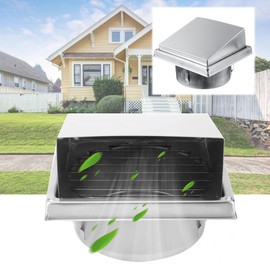 uyoyous Ventilation Grille Weather Protection Grille 125 mm Stainless Steel Ventilation Grille Exhaust Hood Slat Grille for Bathroom Office Kitchen Factory Garages 184 x 184 mm Square Ventilation Hood