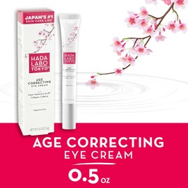 Hada Labo Tokyo Crema correctora de edad para ojos, 0.5 onzas líquidas, con súper ácido hialurónico, cafeína, colágeno y pigmentos difusores de luz, ligero y sin fragancia grasosa (el embalaje puede variar)