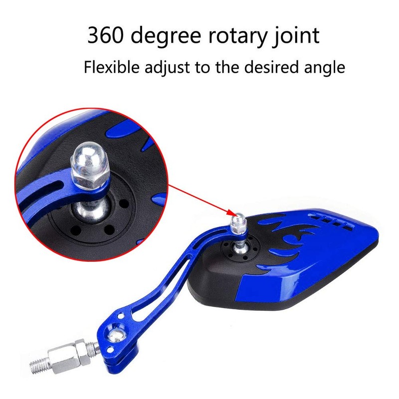 ESUPPORT Blue Motorcycle Motorbike 8mm 10mm Rearview Side Mirror ATV