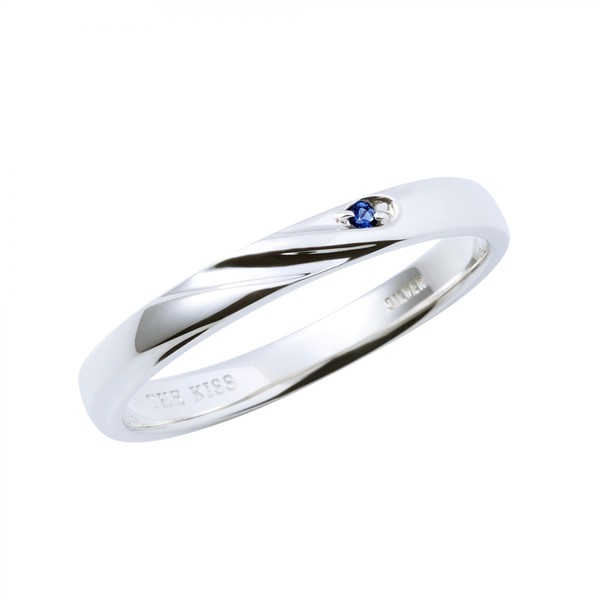 The Kiss SR1563CZ_1565NG Silver Ring, Simple, Couple, Anniversary, Wrapping, Box