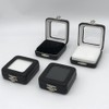 2Pcs Black PU Leather Gemstone Display Box Loose Diamond Jewelry