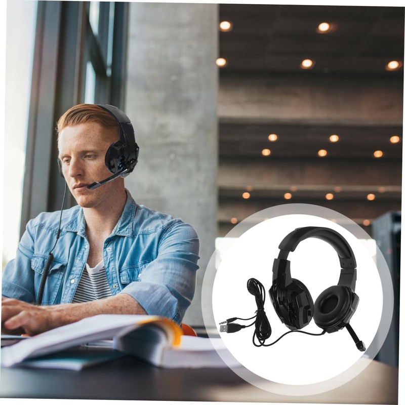 TEHAUX 1Pc Luminous Gaming Headset with Microphone Comfortable Over Ear