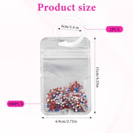 Elegaperma 100pcs Diamond Art Bags for Beads, 4.33 x 2.7 Inch Reusable Diamond Beads Storage Bags witj Zipper for DIY Gem & Bead Craft Jewelry Earring Storage Accessories