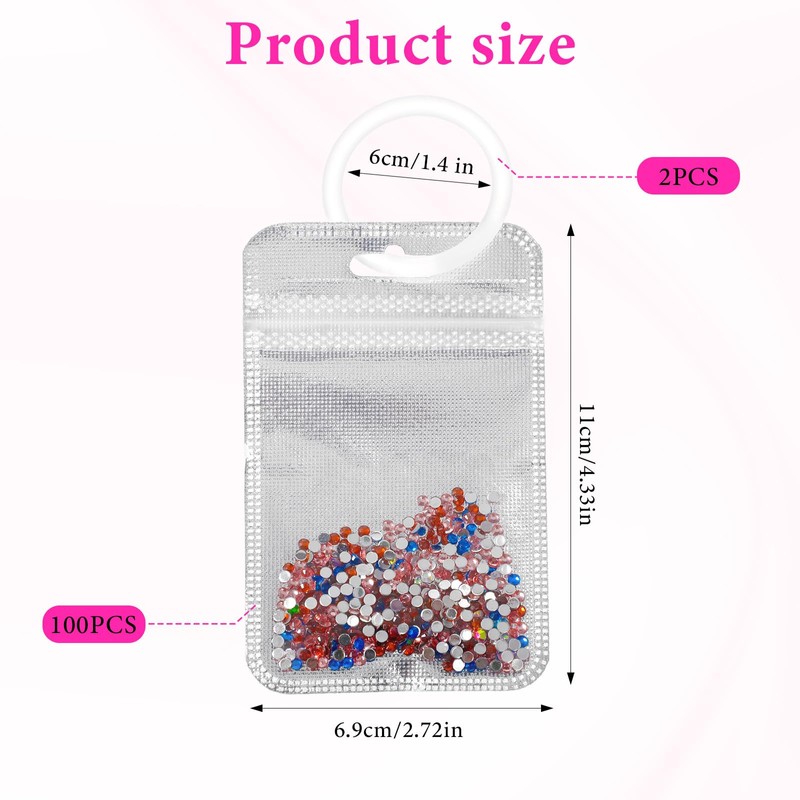 Elegaperma 100pcs Diamond Art Bags for Beads, 4.33 x 2.7