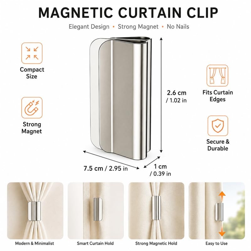 10pcs Magnetic Curtain Clips, Curtain Tie Backs for Home Decor