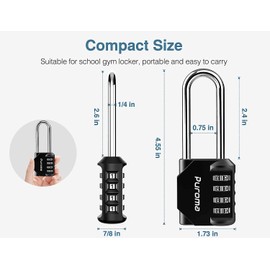 Puroma 2 Pack 2.6 Inch Long Shackle Combination Lock 4 Digit Outdoor Waterproof Padlock for School Gym Locker, Sports Locker, Fence, Gate, Toolbox, Case, Hasp Storage (Red & Black)