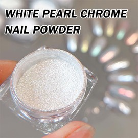 Upgrade your Nails with High Glassy Pearl Chrome Powder: 2 Boxes of White Pearl and Ice Glazed Donut Transparent Powder for a Moonlight Effect, Perfect for Glittering and Shinning Nails