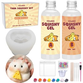 YIGWANG Taba Squishy Kit with Hamster Mold Liquid Silicone Fast Cure Liquid Silicone Squishy Maker for Hamster Squishy Making Kit with Flocking Powder DIY Decompression Gift