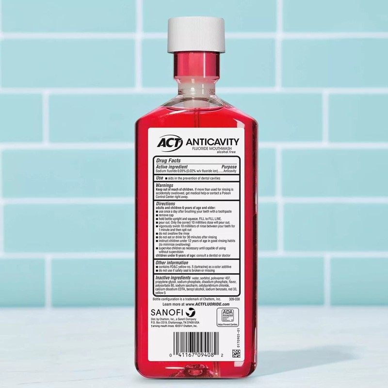 ACT Anticavity Fluoride Mouthwash With Zero Alcohol, Cinnamon, 18 Fl