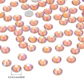 PATIKIL SS30/288Pcs Glass Diamante Rhinestone, Crystal Glass Flat Back Rhinestones Round Crystal Man Made Gems Diamond Decor for Nail Art Craft Clothes DIY Makeup, Champagne AB Color