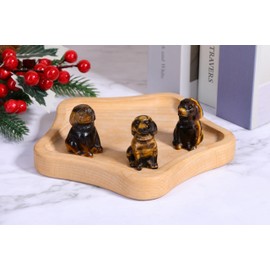Jovivi Tiger Eye Dog Crystal Figurines Home Decor Carved Gemstone Pet Animal Cute Puppy Dog Statue Stone Energy Sculpture Healing Crystals Gifts for Women Men