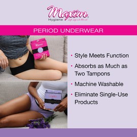 Maxim Period Underwear, Boyshorts, Absorbent, Period Panties for Teens, Plus Size Period Underwear for Women (US, Alpha, Medium, Regular, Regular, 1, Black)