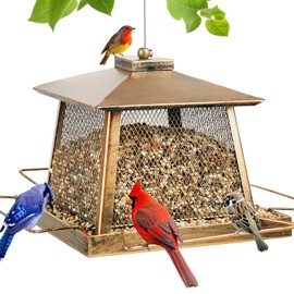 Large Bird Feeder for Outdoor, Gazebo Style Wild Bird Feeders, Metal Mesh Cardinal Birds Feeder for Garden Patio Birds Watching Decor, 4 lb Capacity