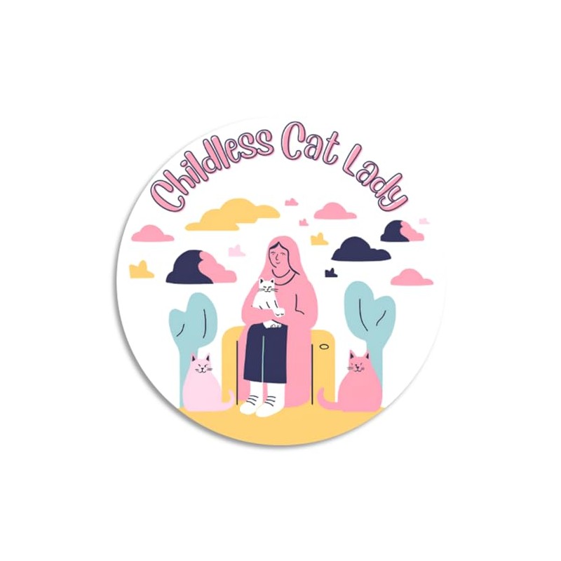 Childless Cat Lady - 3 Pack Circle Stickers 3 Inch