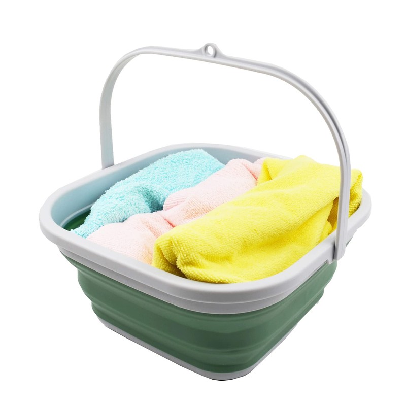 SAMMART 5.5L Collapsible Square Handy Bucket/Foldable SquareWater Pail/Portable Tub with
