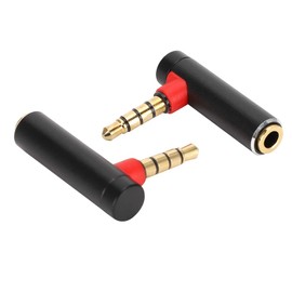 3.5mm 90 Degree Audio Adapter, Right Angle Adapter Connector Plug Male to Female Audio Adapter Headphone Jack, Black/Blue/Gold (Black Metal 90°3.5 Audio Male to Female Plug)