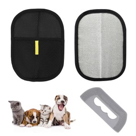 QINGYIWL 2 Stück Fellmagnet Handschuh, Tierhaarentferner Handschuh mit Tierhaarentfernerbürste, Fell Magnet Handschuh für Katzen, Hunde