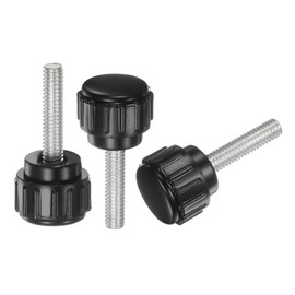QUARKZMAN Pack of 20 M4 x 15 mm Threaded Knobs with Knurling, Thumb Screws, Clamping Knobs, Handle, Plastic, Round Head, Black