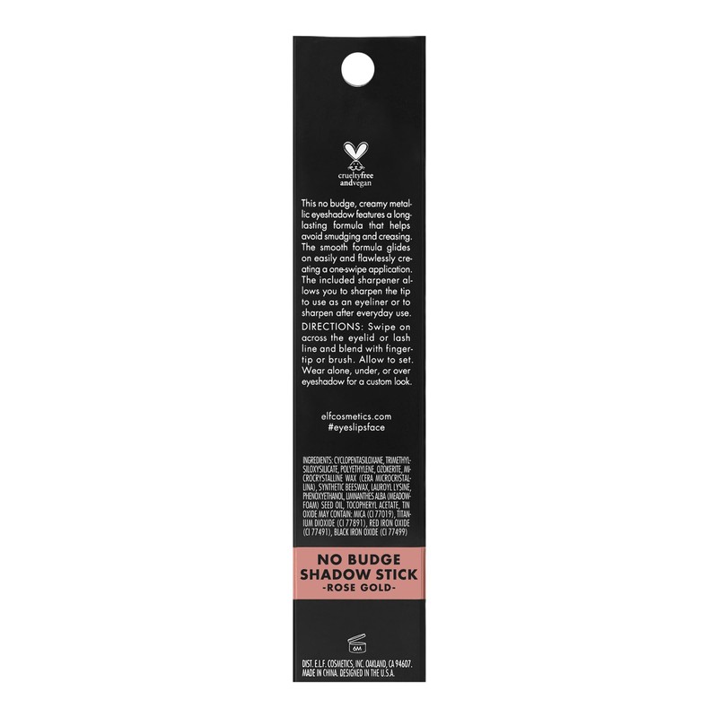 e.l.f. No Budge Shadow Stick, Durable, Smudge Resistant, Metallic Eyeshadow,