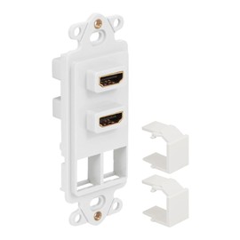 ICC Decorator Insert with Dual HDMI, 2-Port Slim Profile Keystone Wall Plate Module, Decora Style – White