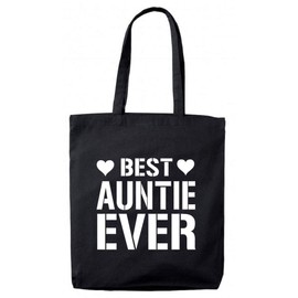 Lolmugs Best Auntie Ever 100% Cotton Black 38x42cm Tote Bag