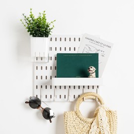 Ryelea White Pegboard Wall Organizer, Pegboard Combination Kit for Home, Office, Small Peg Board Gaming, Key Holder for Wall, Peg Board Wall Mounted(Flower Pot)