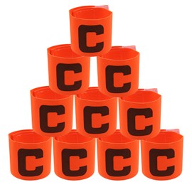 Qimoo 10Pcs Orange Soccer Captain Armband, Nylon Elastic Protective Soccer Bands Adjustable Football Arm Bands C Arm Band for Youth Adult Sports Training