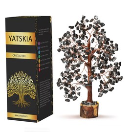 YATSKIA Black Tourmaline Crystal Tree for Positive Energy - Chakra Tree of Life Decor - Money Tree Crystal Decor - Feng Shui Tree, Spritiual Gift, Meditation Accessories