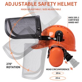 SRsafety Chainsaw Helmet with Face Shield and Ear Protection,Welding Helmet with 6 Point Adjustable Ratchet Suspension for Men&Women,OSHA Approved ABS Construction Hat