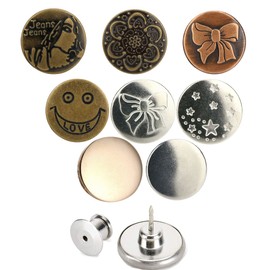 Button Pins for Jeans,Sixrfeel 8 Sets Instant Buttons, 17mm Adjustable Jean Button, No Sew Metal Button Adds Or Reduces an Inch to Any Pants Waist in Second (Silver&Bronze&Gold, 8-Pack)