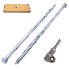 SKIR'CO (Pack of 10) DIN 571 Galvanised Steel Hex Wood Screws M8 x 260 mm Carriage Bolts Hex Bolt Fixing Screws (with Magnetic Hex Bit)