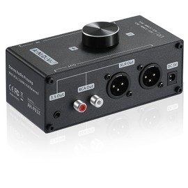 AtNeDcVh Stereo Audio Preamplifier - XLR Balanced RCA 3.5mm Input to XLR Balanced RCA 3.5mm Output Converter Adapter amp - Headphone Amplifier, Gain 20dB Phono Turntable Phonograph Preamp (Black)