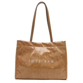 Lushandy PVC Shoulder Bag Kraft Paper Tote Bag for Women Letter Print Tote Handbag Clear PVC Plastic Bag For Shopping Travel