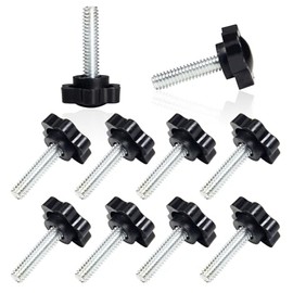 MroMax 10 Piezas Tuercas de Mariposa Moleteadas Roscadas 1/4"-20 x 1, Perillas de Plástico Negro Tornillos de Sujeción, Tornillo de Perilla de Agarre 