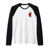 Single Red Rose Pocket Flower Romantic Love Pocket Raglan Baseball