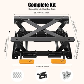 Universal Car Seat Lifter Riser, 2.76-5.12in Height Adjustable Car Seat Lift Rack with Mounting Holes, Steel Seat Lifting Base for RVs, Commercial Vehicles, Trucks, Black