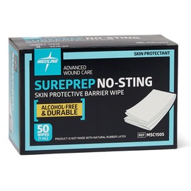 Medline Sureprep No-Sting Skin Protectant, 50 Wipes per Box.