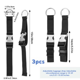 3 PCS Travel Luggage Straps, Adjustable Suitcase Belt Straps, Carrying Clips with Luggage Connector for Connecting Bags, Jackets, Scarves, Black