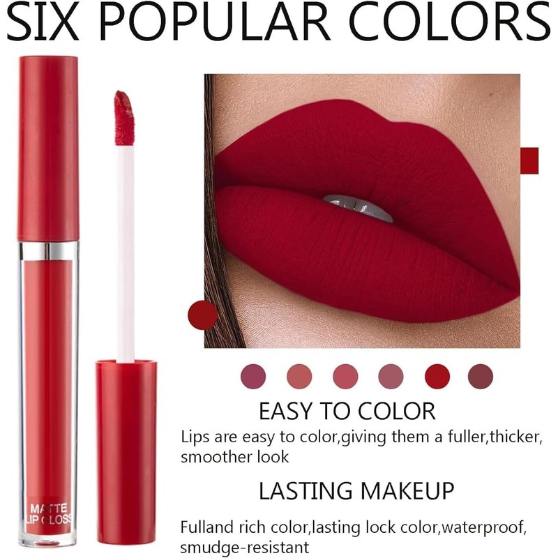 Labial Mate 6 Piezas Pintalabios Lápiz Labial Pinta Labios Juego